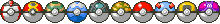 a different row of 10 animated pokeball variants spinning in sync